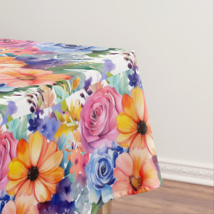 Chic Spring Colours Flowers Floral Tablecloth