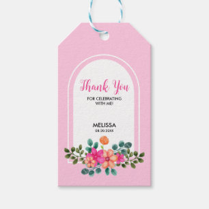 Chic Spring Flora Greenery Soft Pink Thank You Gift Tags