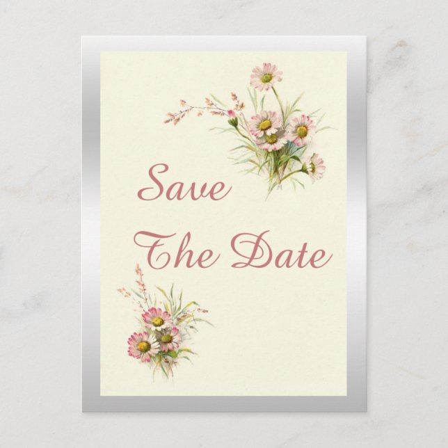 Chic Spring Flowers 80th Birthday Save The Date Announcement Postcard (Front)