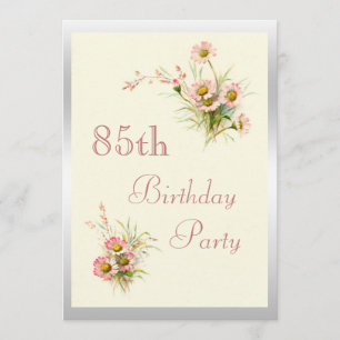 Chic Spring Flowers 85th Birthday Invitation