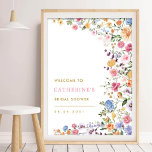 Chic Spring Garden Floral Bridal Shower Welcome Poster<br><div class="desc">This classy welcome sign will surely brighten up your event. The design features cheerful watercolor wildflowers mixed with lush greenery foliage. Use the text fields to personalise the card with your own wording and details. The background colour of the invite is set to white, but feel free to choose a...</div>