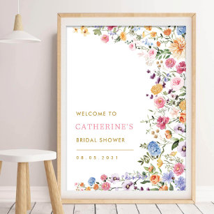 Chic Spring Garden Floral Bridal Shower Welcome Poster