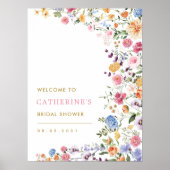 Chic Spring Garden Floral Bridal Shower Welcome Poster (Front)