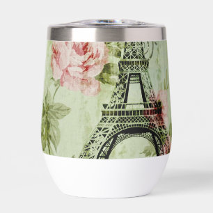 chic spring mint pink floral paris eiffel tower