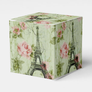 chic spring mint pink floral paris eiffel tower favour box