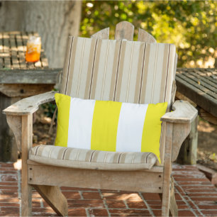 Chic Spring Yellow Retro Bold Mod Stripes Pattern Lumbar Cushion