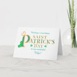 Chic St Patrick's Greeting for Wife Shamrocks   Card