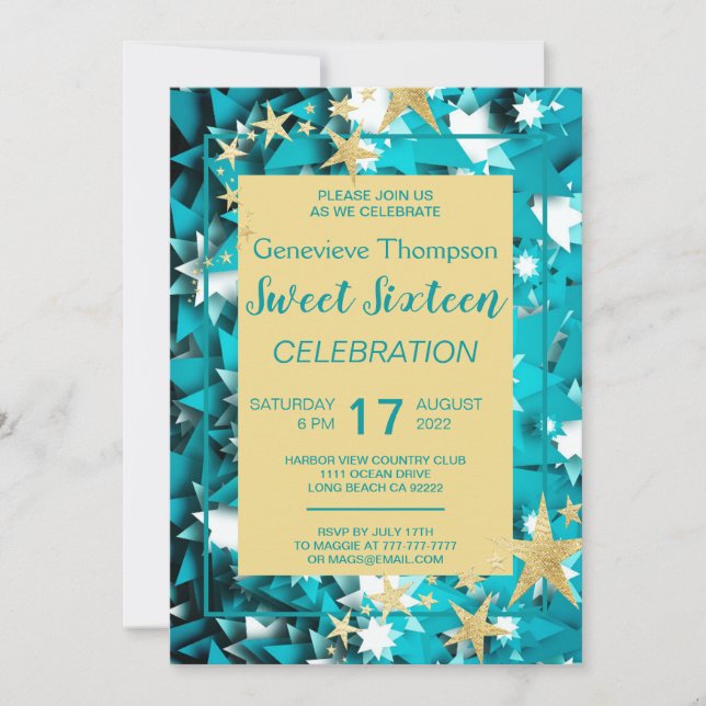 Chic Stars Sweet Sixteen Party Invitation (Front)