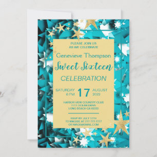 Chic Stars Sweet Sixteen Party Invitation