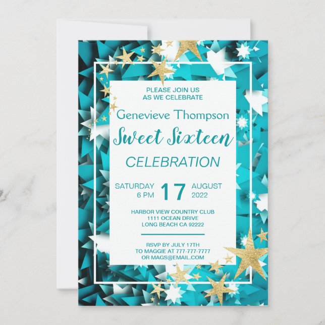 Chic Stars Sweet Sixteen Party Invitation (Front)