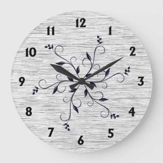 Chic Static Texture Black Numbers Large Clock (Front)
