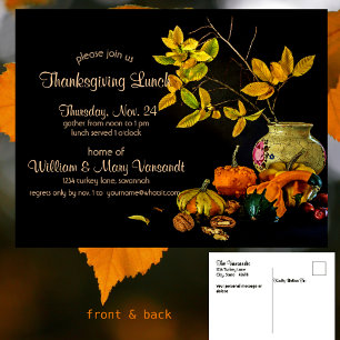 Chic Still Life Thanksgiving Invitation Postcard