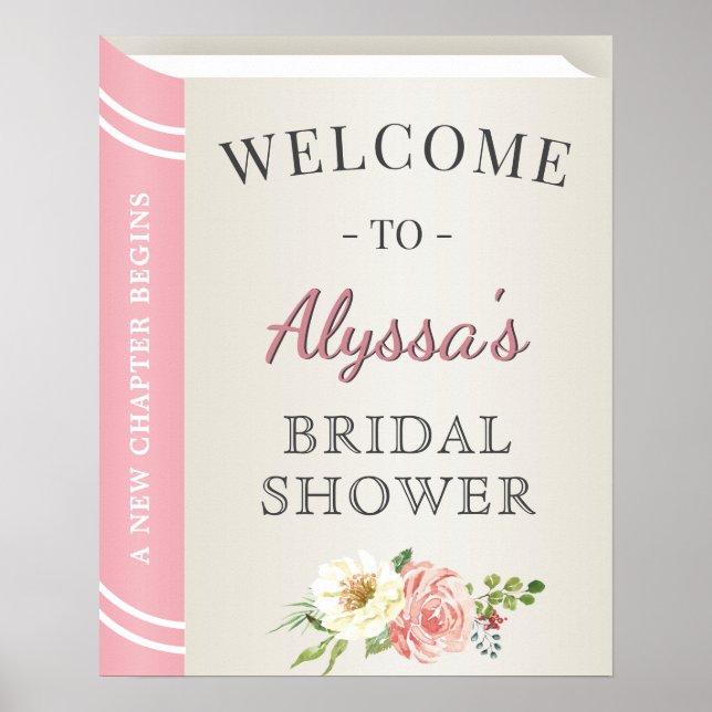 Chic Storybook Book Cover Bridal Shower Welcome Poster (Front)