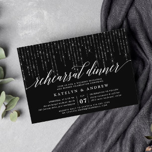 Chic String Lights Rehearsal Dinner Invitation