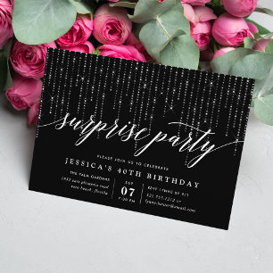 Chic String Lights Surprise Party Invitation