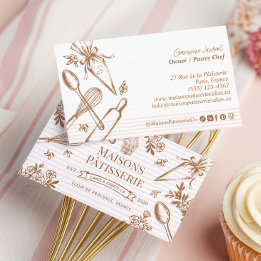 Chic Stripe Baking Utensil Pastry Cake Bakery Shop Business Card