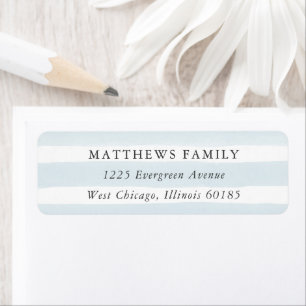 Chic Stripe Blue Watercolor Return Address Labels