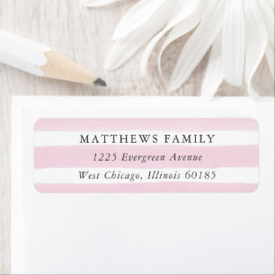 Chic Stripe Pink Watercolor Return Address Labels
