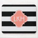 Chic Stripe & Three Monogram Mouse Mat<br><div class="desc">Chic Stripe & Three Monogram</div>