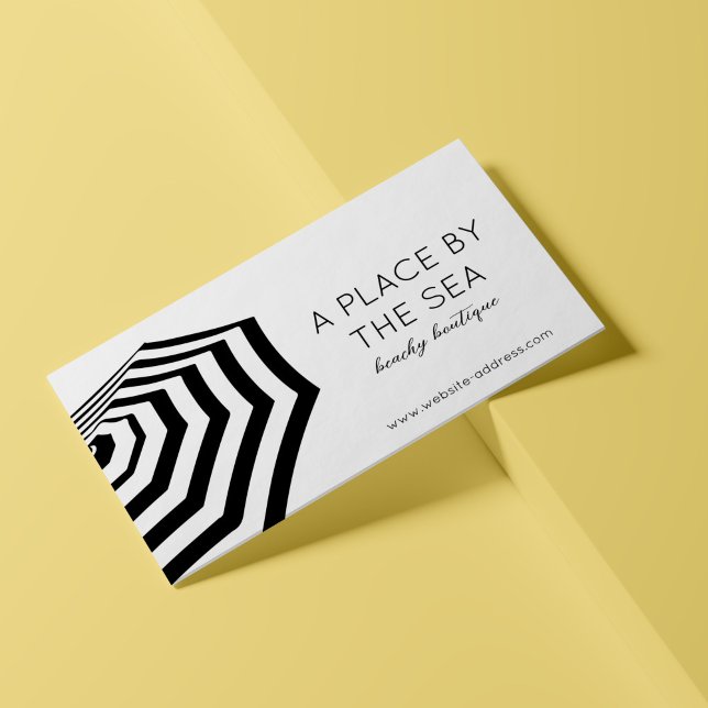 Chic Striped Beach Umbrella Boutique Business Card (Creator Uploaded)