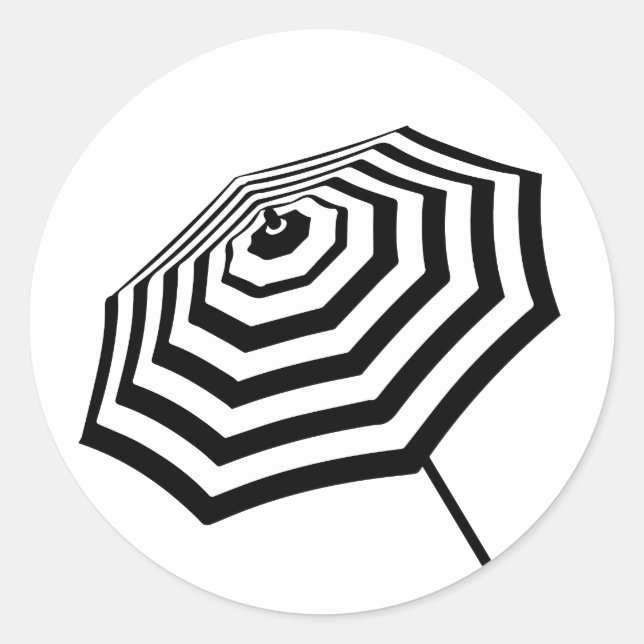 Chic Striped Beach Umbrella Logo Classic Round Sticker (Front)