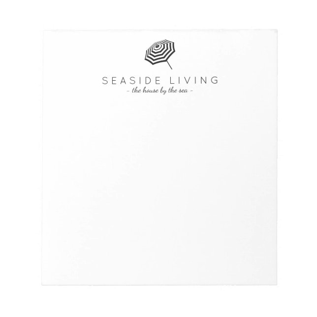 Chic Striped Beach Umbrella Logo Notepad (Front)