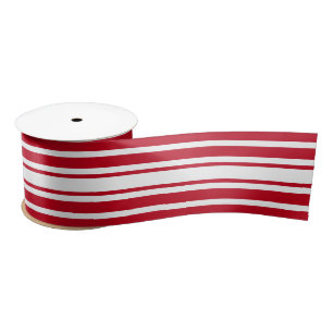Chic Striped Red and White Minimal Modern Elegant Satin Ribbon