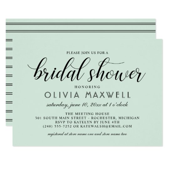Chic Stripes Bridal Shower Invitation | Mint Green