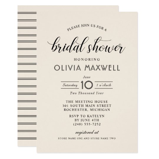 Chic Stripes Bridal Shower Invitation | Warm White