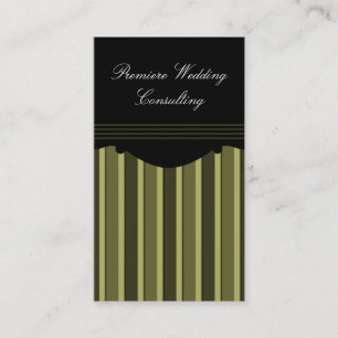 Chic Stripes Business Card, Olive Green Business Card