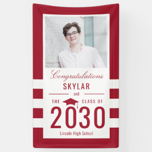 Chic Stripes EDITABLE COLOR Graduation Banner