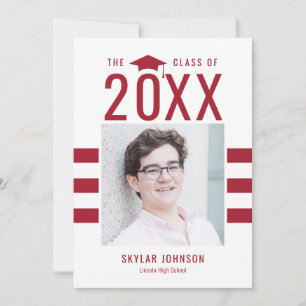 Chic Stripes EDITABLE COLOR Graduation Invitation