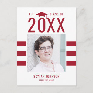 Chic Stripes EDITABLE COLOR Graduation Postcard