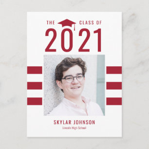 Chic Stripes EDITABLE COLOR Graduation Postcard