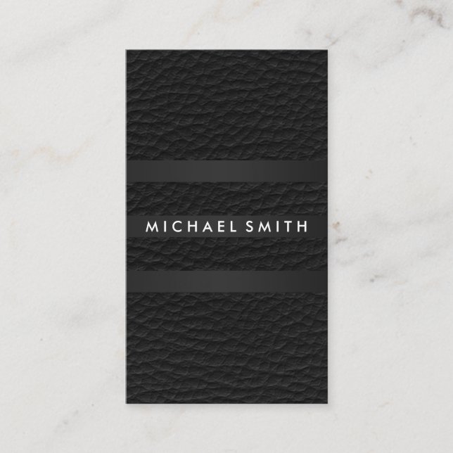 Chic Stripes Faux Leather Business Card (Front)