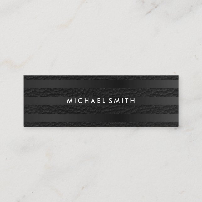 Chic Stripes Faux Leather Mini Business Card (Front)