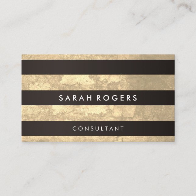 Chic Stripes Pattern Grunge Yellow Business Card (Front)