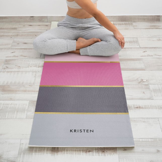 Chic Stripes Pattern Personalised  Yoga Mat (Creator Uploaded)
