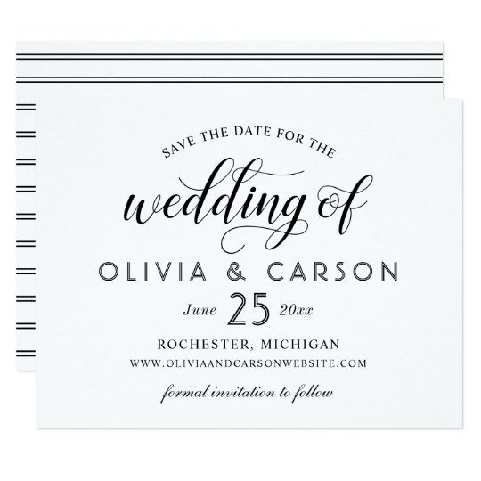 Chic Stripes Save the Date | Black and White Card