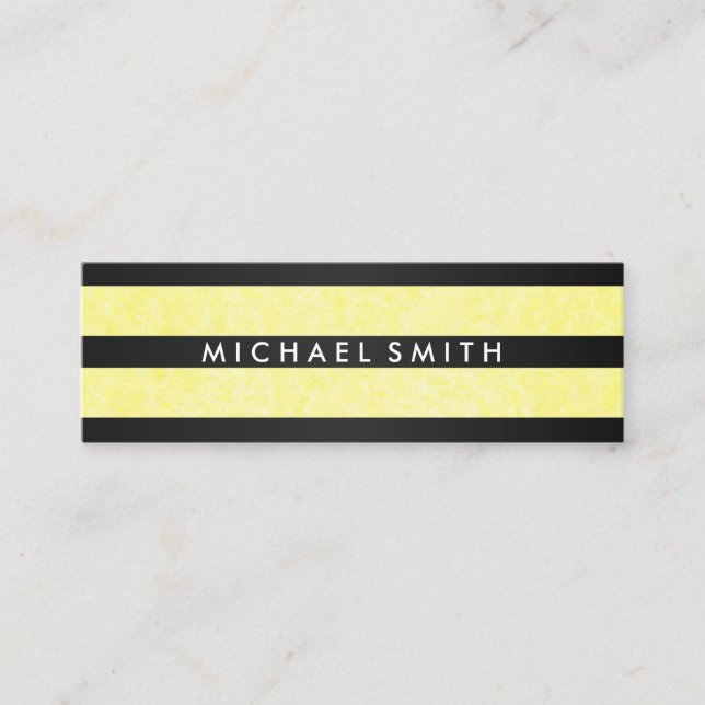 Chic Stripes Yellow Texture Mini Business Card (Front)