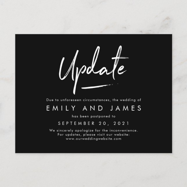 Chic Strokes EDITABLE COLOR Change The Date Postcard (Front)