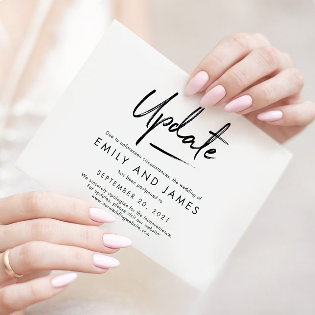 Chic Strokes Editable Colour Wedding Update Card (Creator Uploaded)