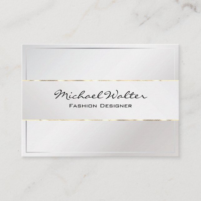 Chic Style Gold Trim Business Card (Front)