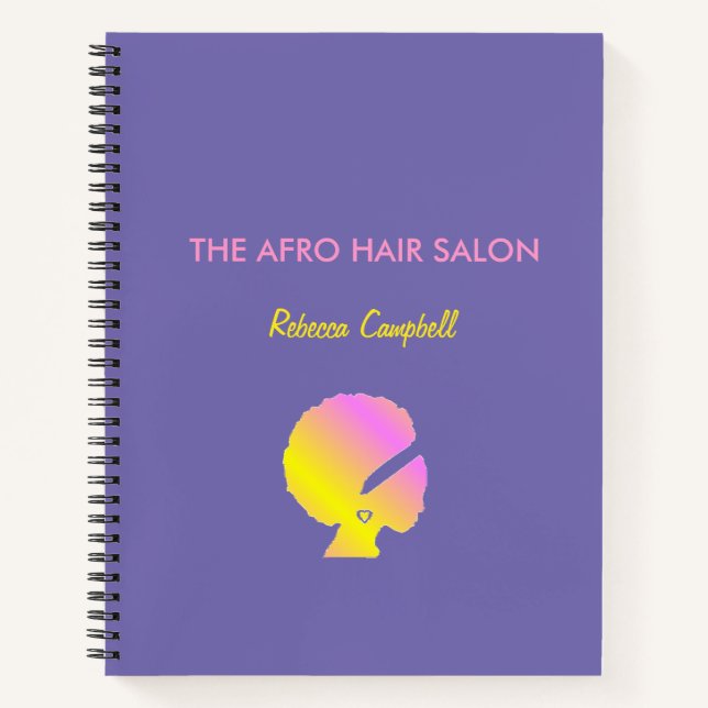 Chic stylish afro hair blue notebook (Front)