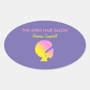 Chic stylish afro hair blue oval sticker