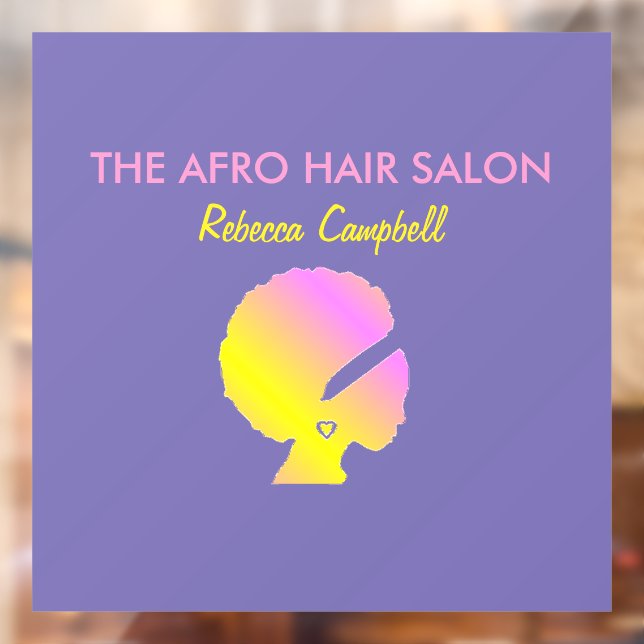 Chic stylish afro hair blue window cling (Sheet 2)