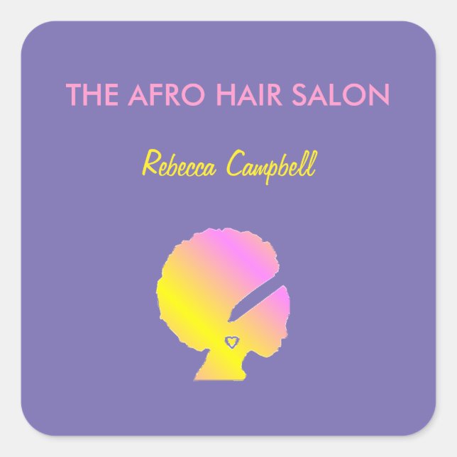 Chic stylish afro hair purple square sticker (Front)