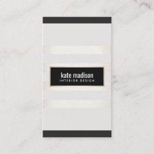 Chic Stylish Black and White Stripes Business Card