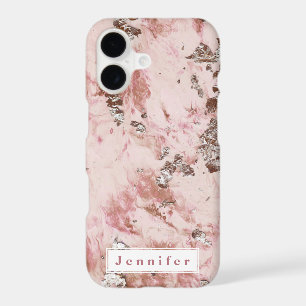 Chic Stylish blush pink golden marble personalised