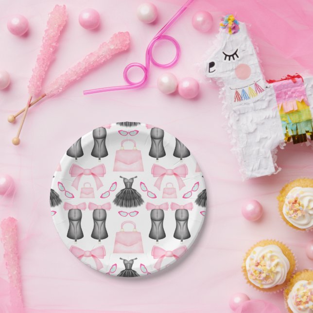 Chic Stylish Girly High Heels Fashion Pattern Paper Plate (Party)